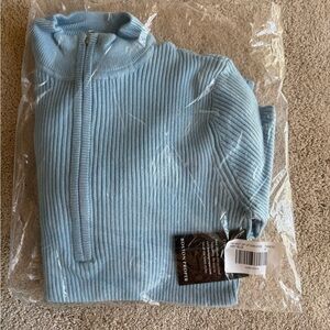 Boston Proper Women's Light Blue Turtleneck Sweater